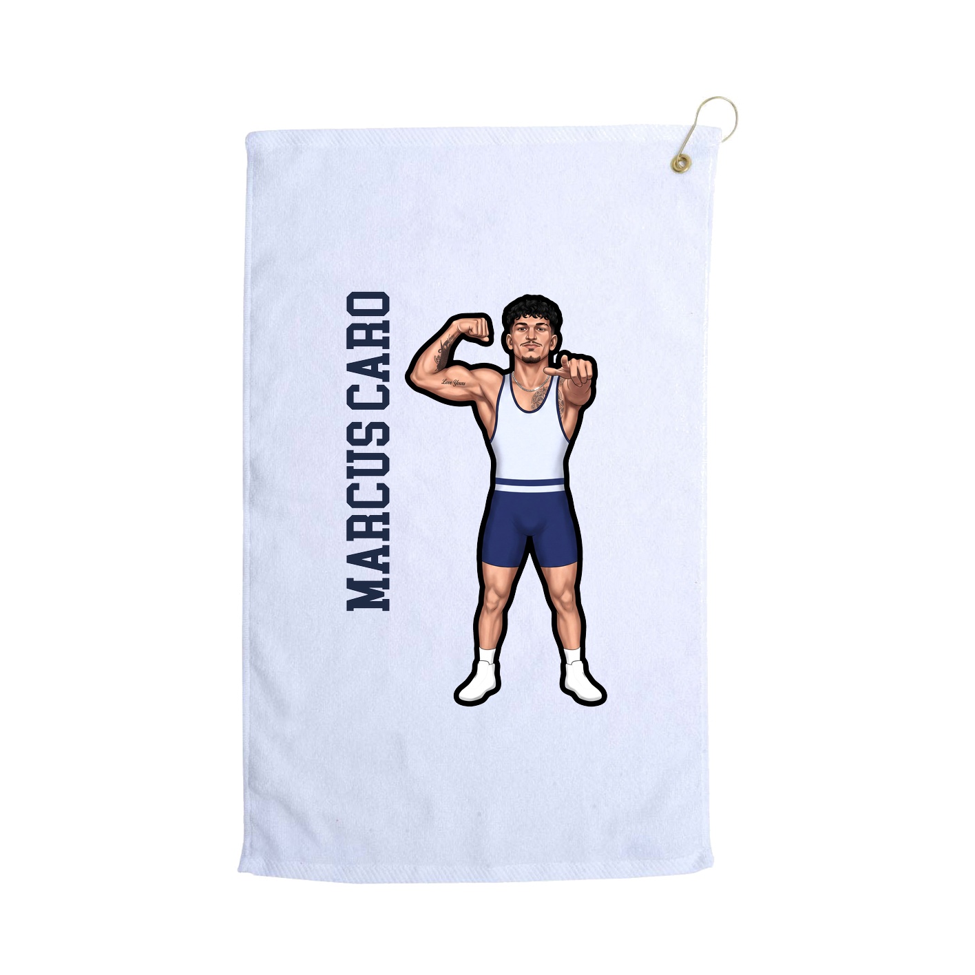 Golf Towel — Name Vertical in White