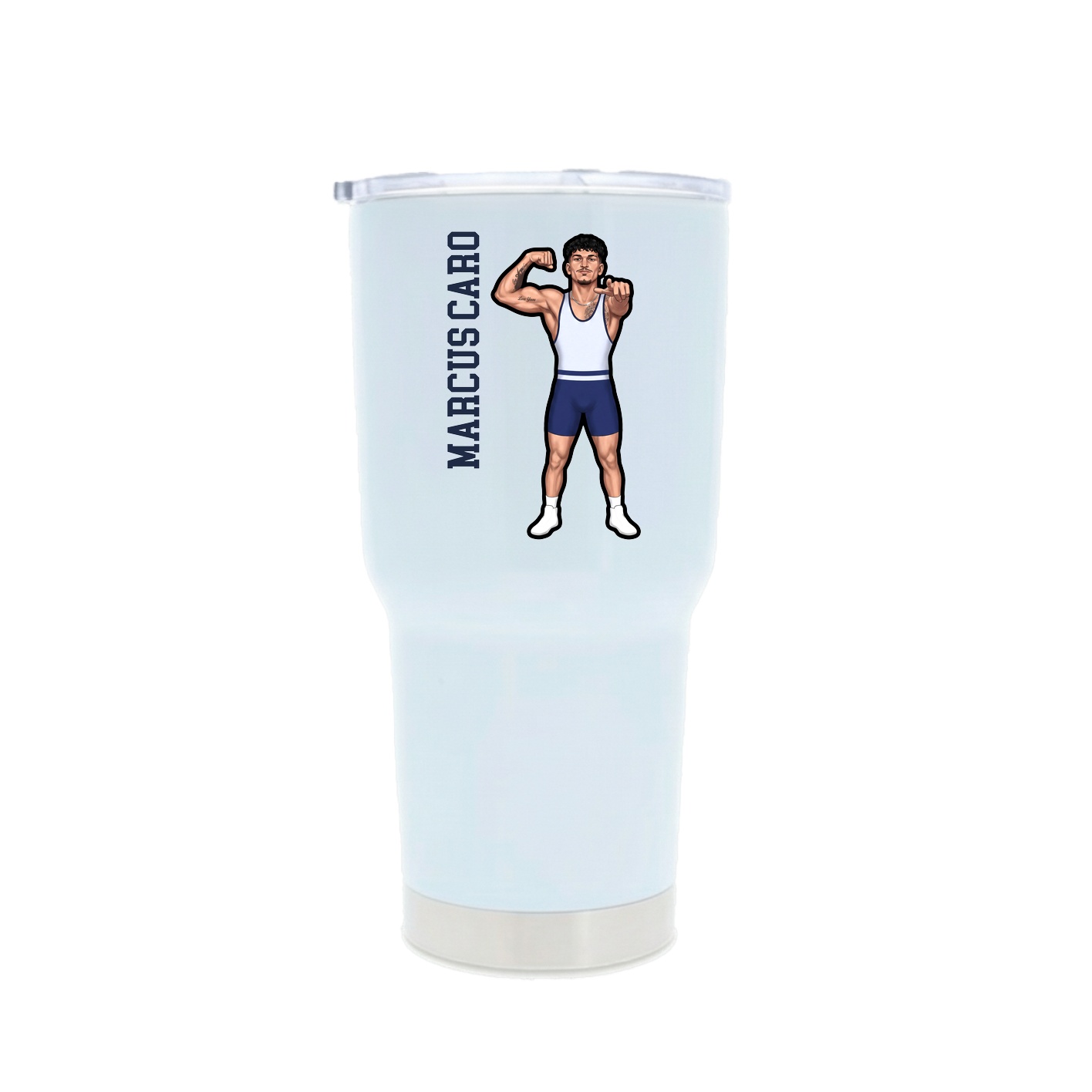 30oz Stainless Steel Tumbler — Name Vertical in White