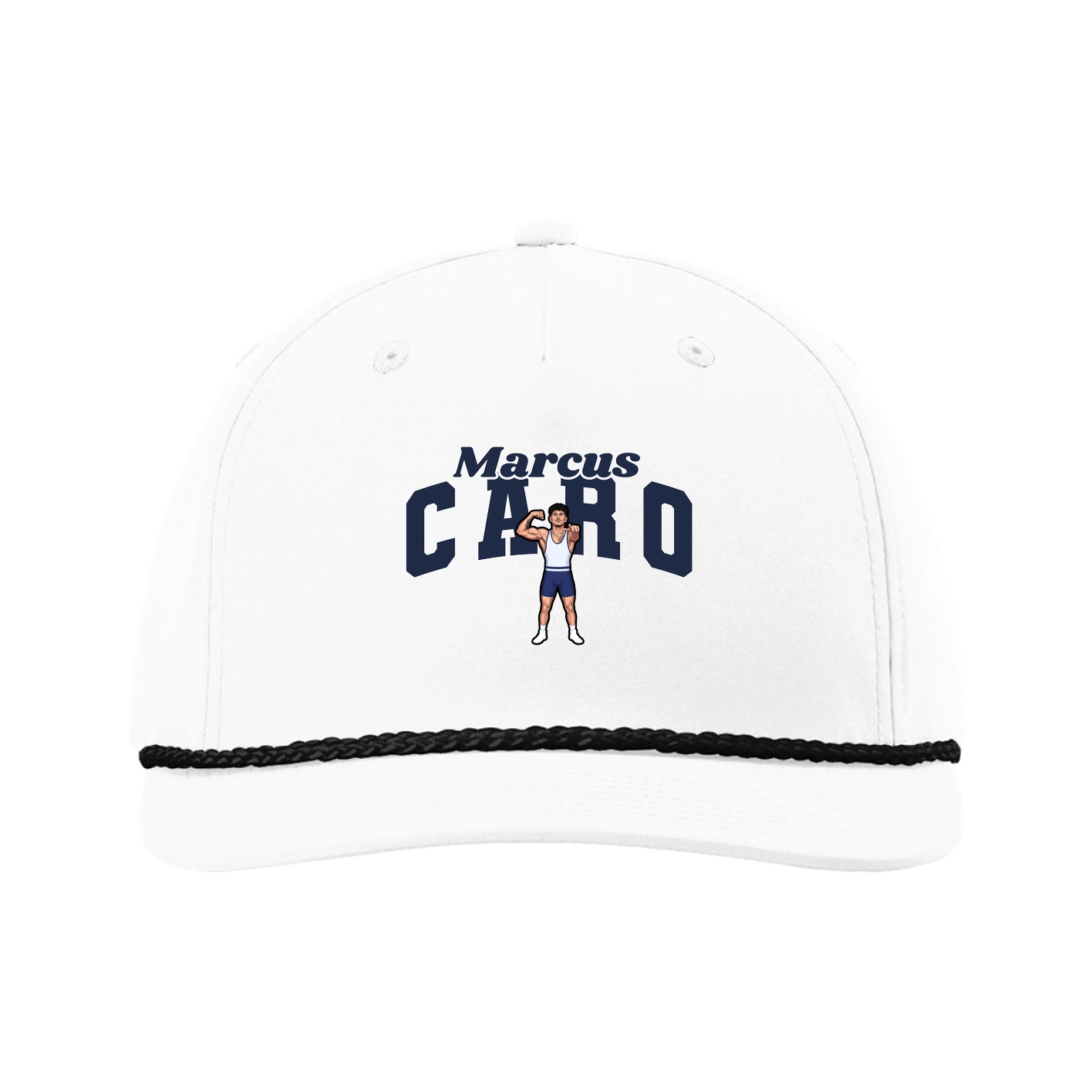 Five-Panel Classic Rope Cap — Signature Arch in White