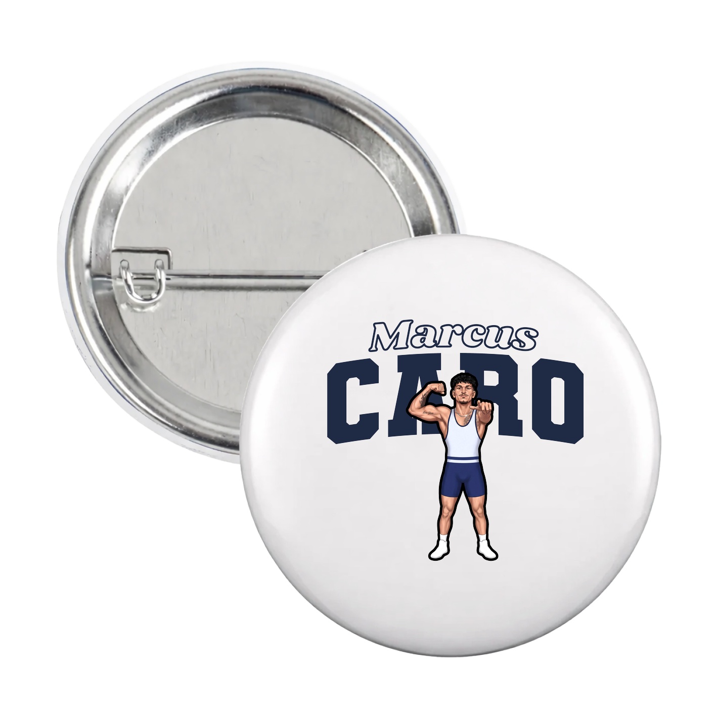 Game Day Button — Name Arch in White