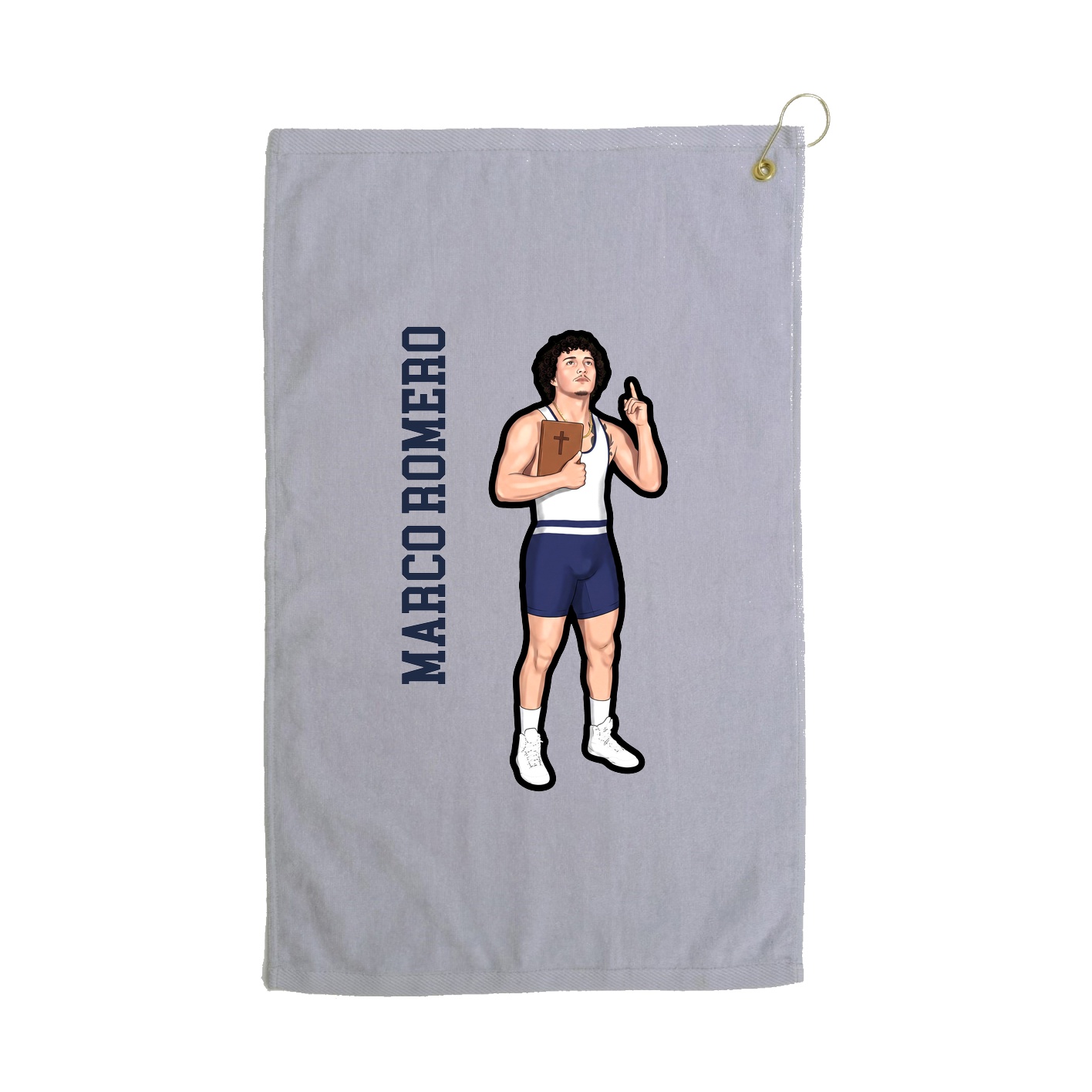 Golf Towel — Name Vertical in Grey