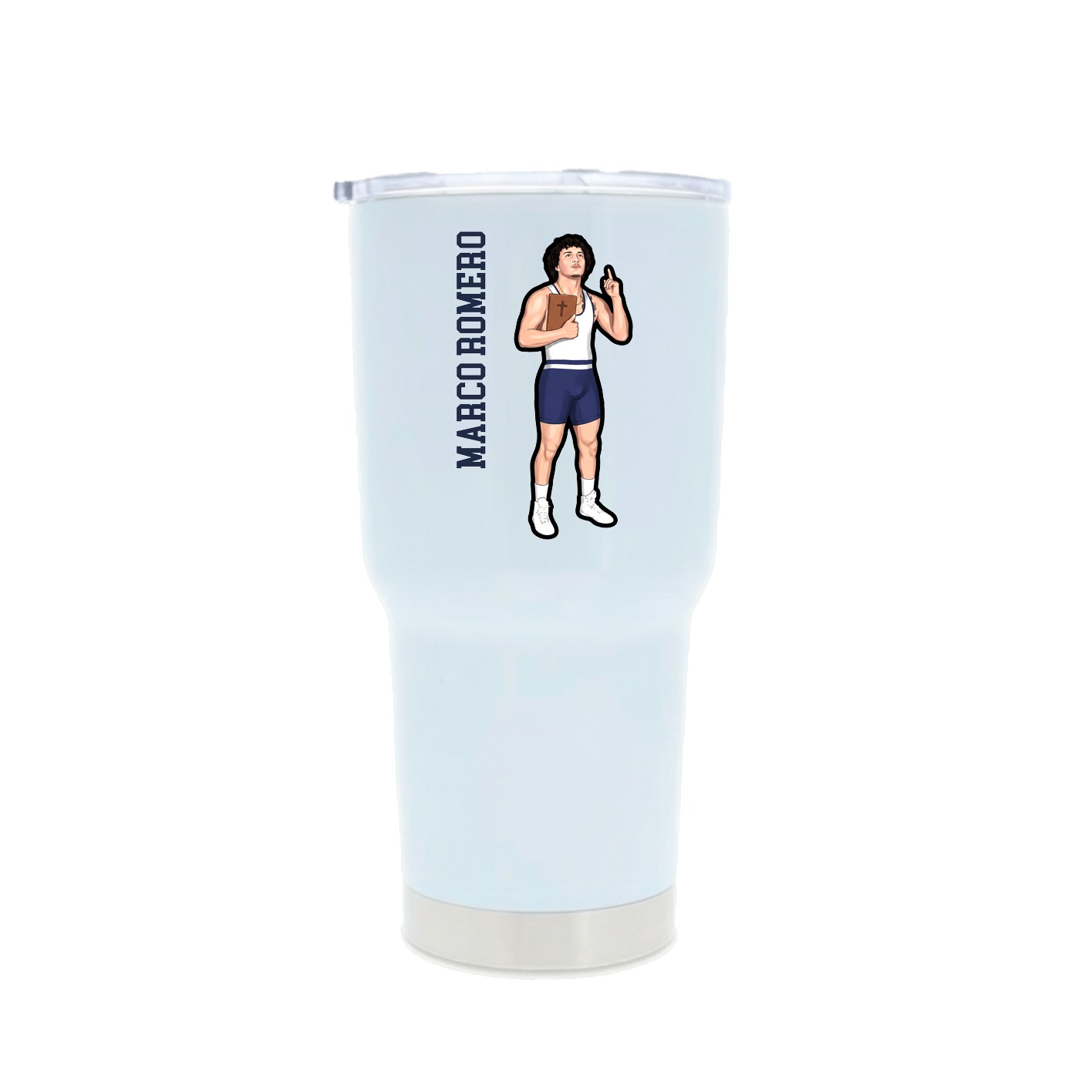 30oz Stainless Steel Tumbler — Name Vertical in White