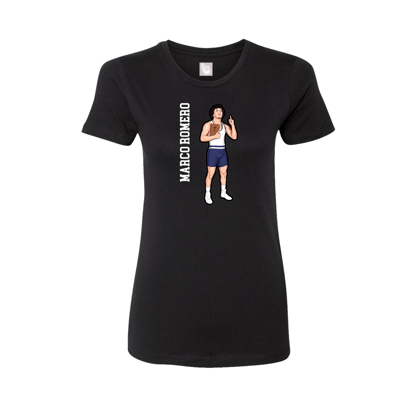 Fitted Women's Tee — Name Vertical in Black