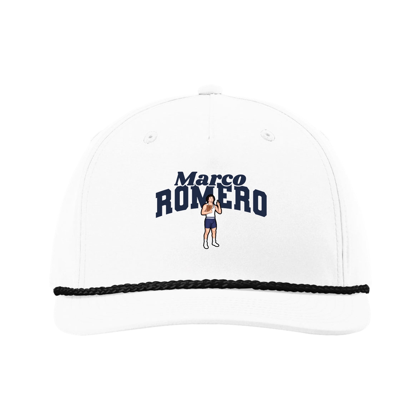 Five-Panel Classic Rope Cap — Signature Arch in White