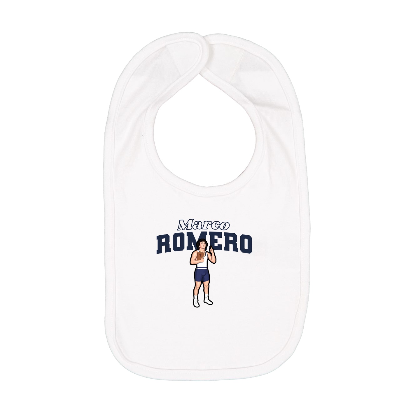 Infant Bib — Name Arch in White