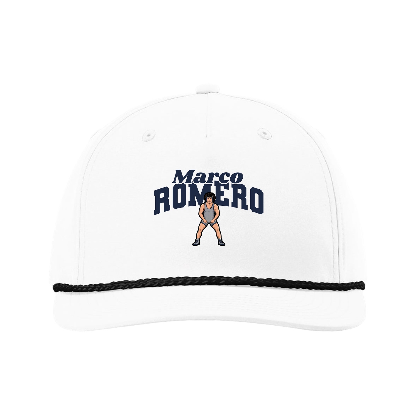 Five-Panel Classic Rope Cap — Signature Arch in White