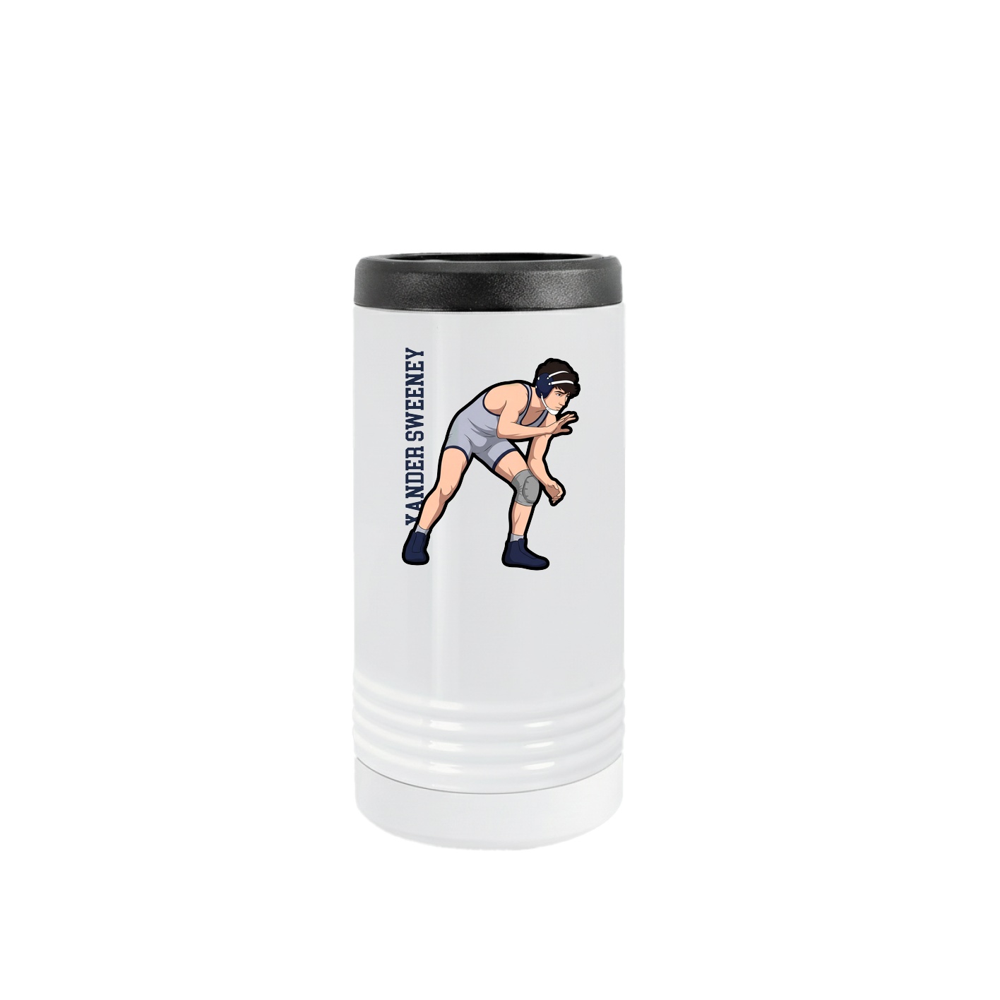 Slim Beverage Holder — Name Vertical in White