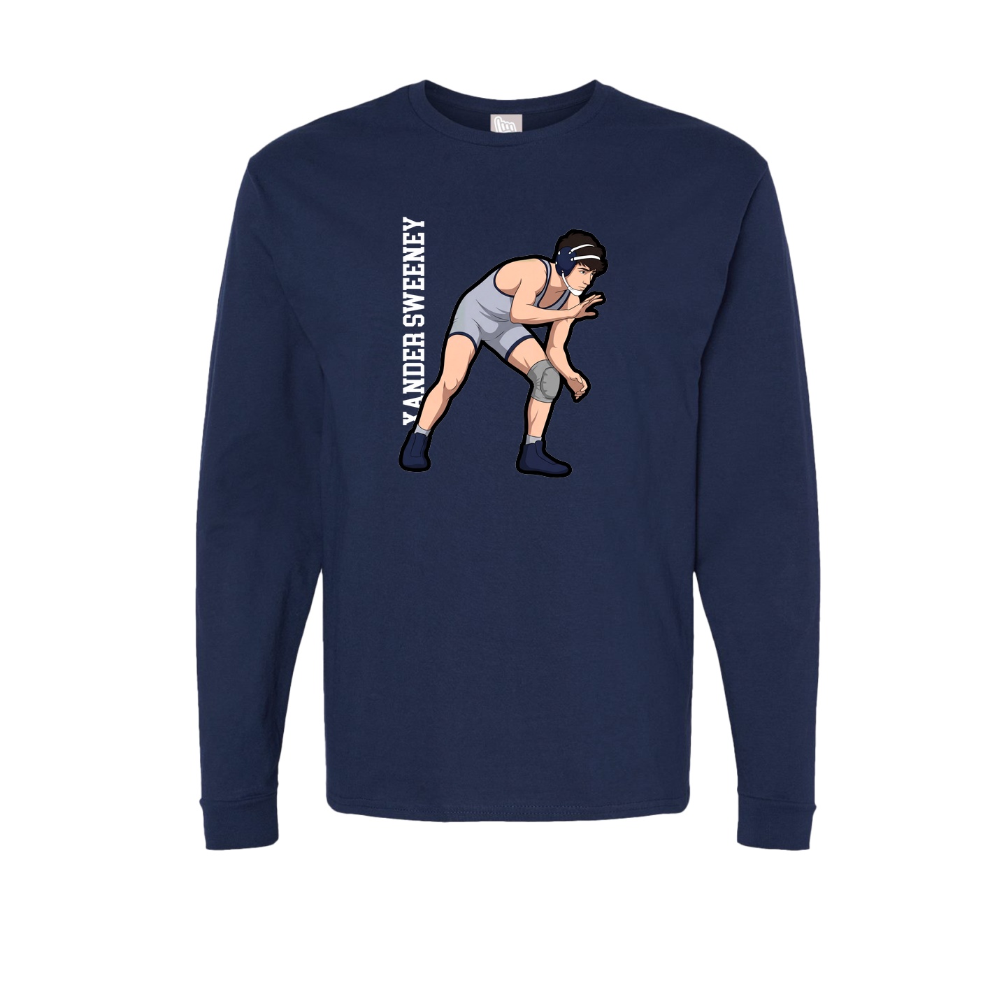 Long Sleeve Tee — Name Vertical in Navy