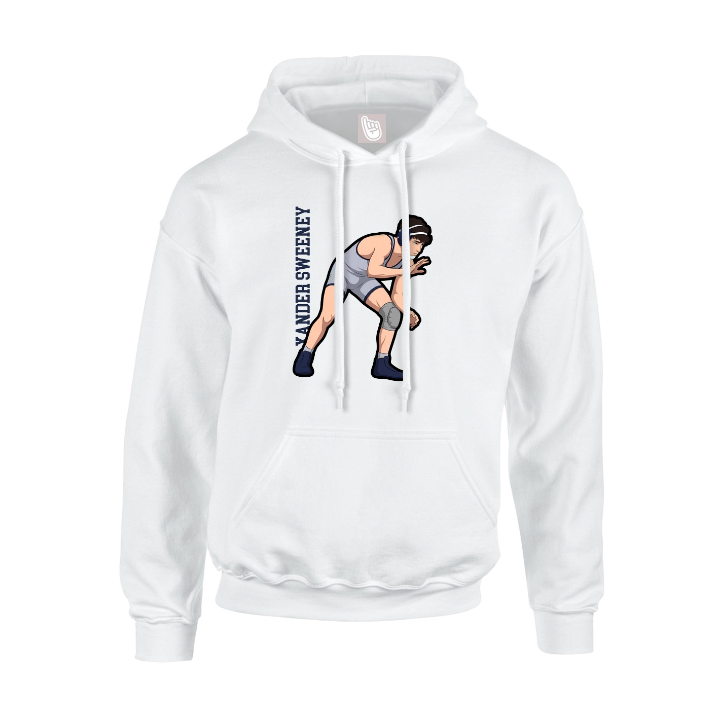 Youth Hoodie — Name Vertical in White