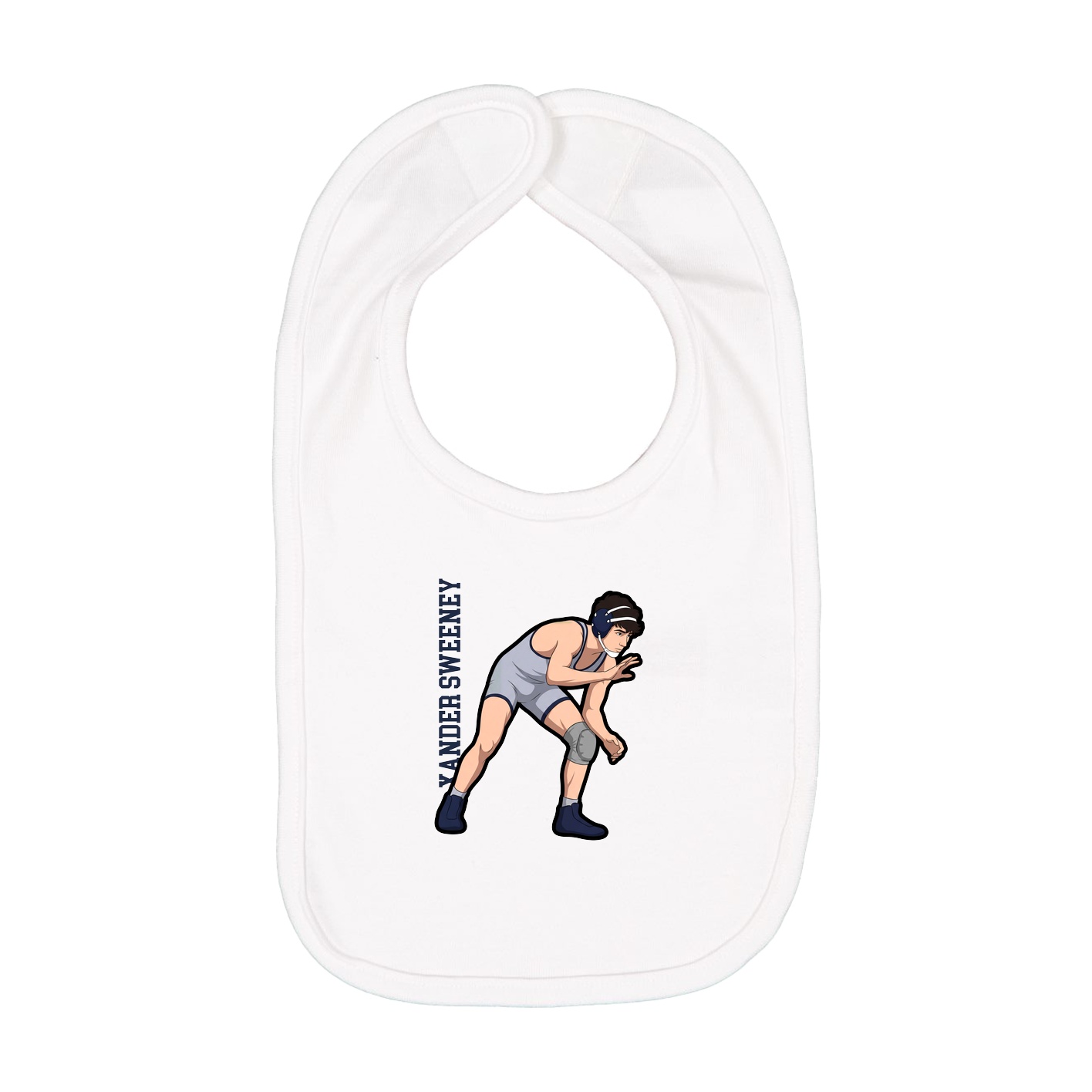 Infant Bib — Name Vertical in White
