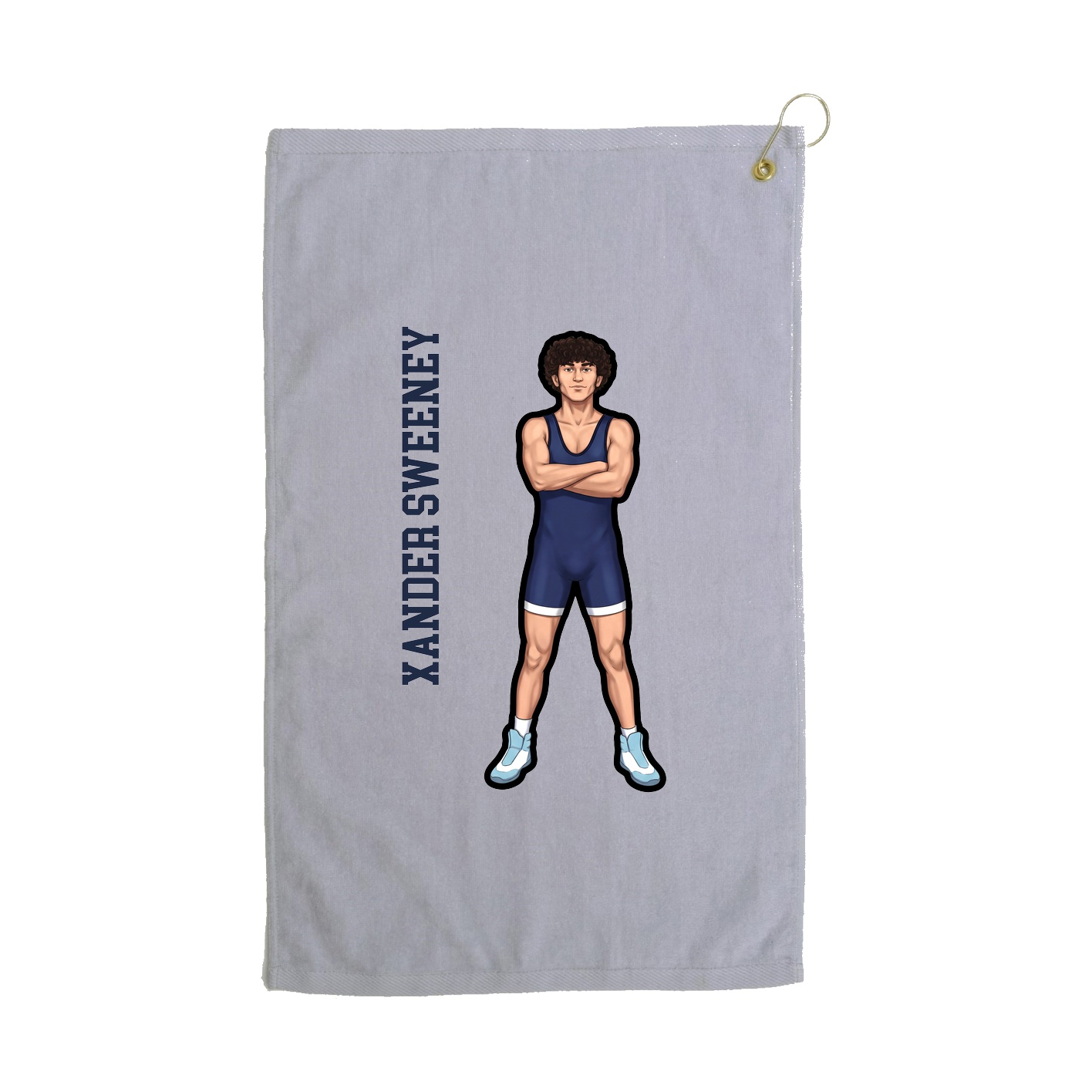 Golf Towel — Name Vertical in Grey