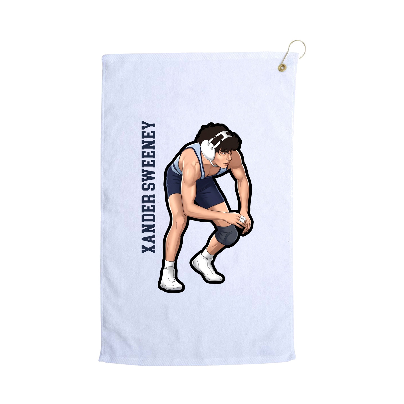 Golf Towel — Name Vertical in White