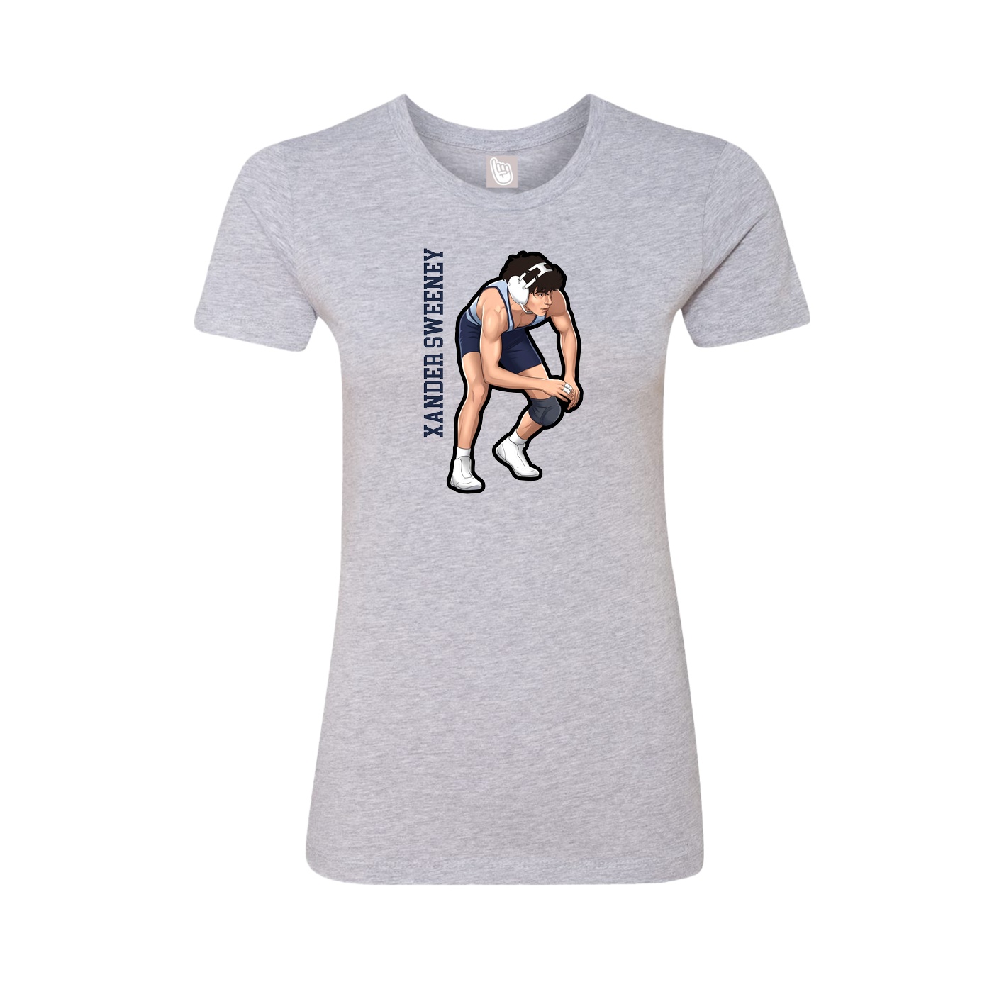 Fitted Women's Tee — Name Vertical in Grey