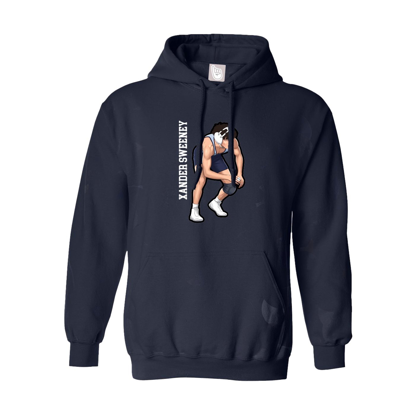 Hoodie — Name Vertical in Navy