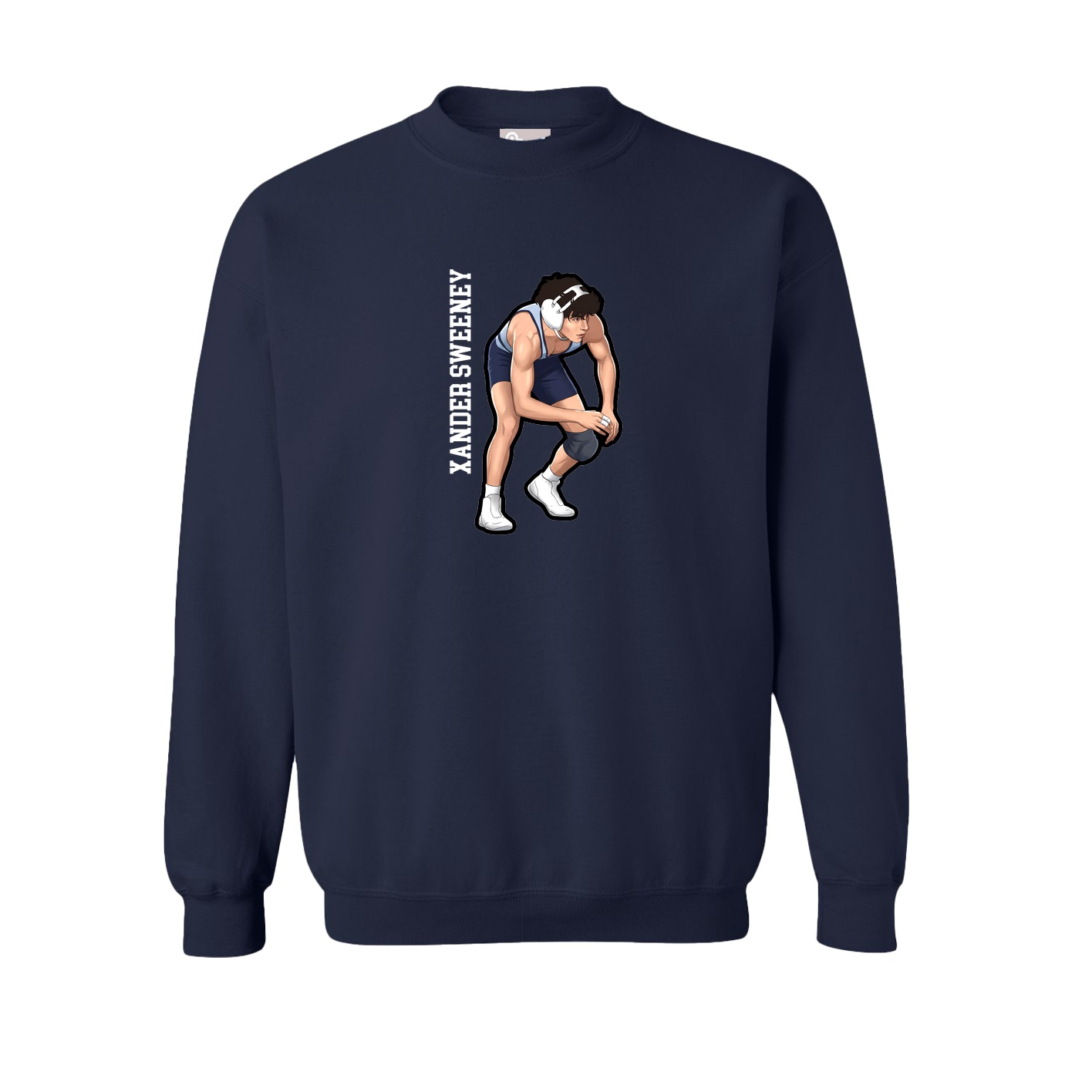 Fleece Crew — Name Vertical in Navy