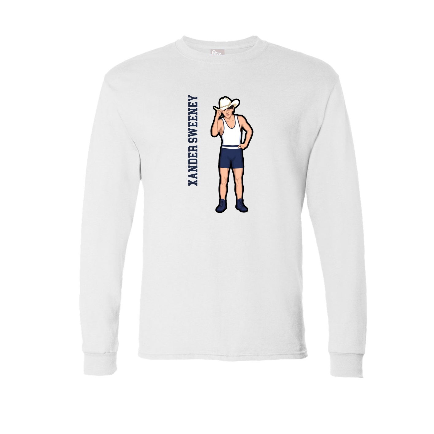 Long Sleeve Tee — Name Vertical in White