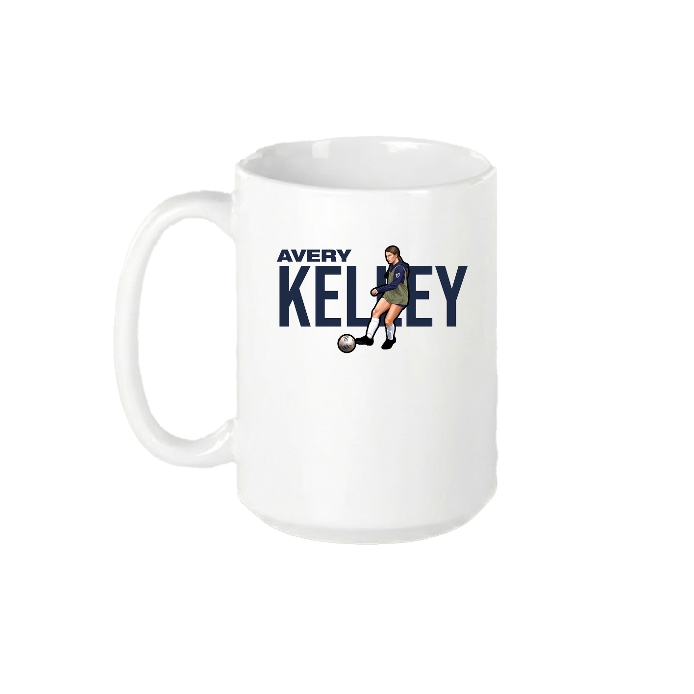 15oz Coffee Mug — Player Name in White