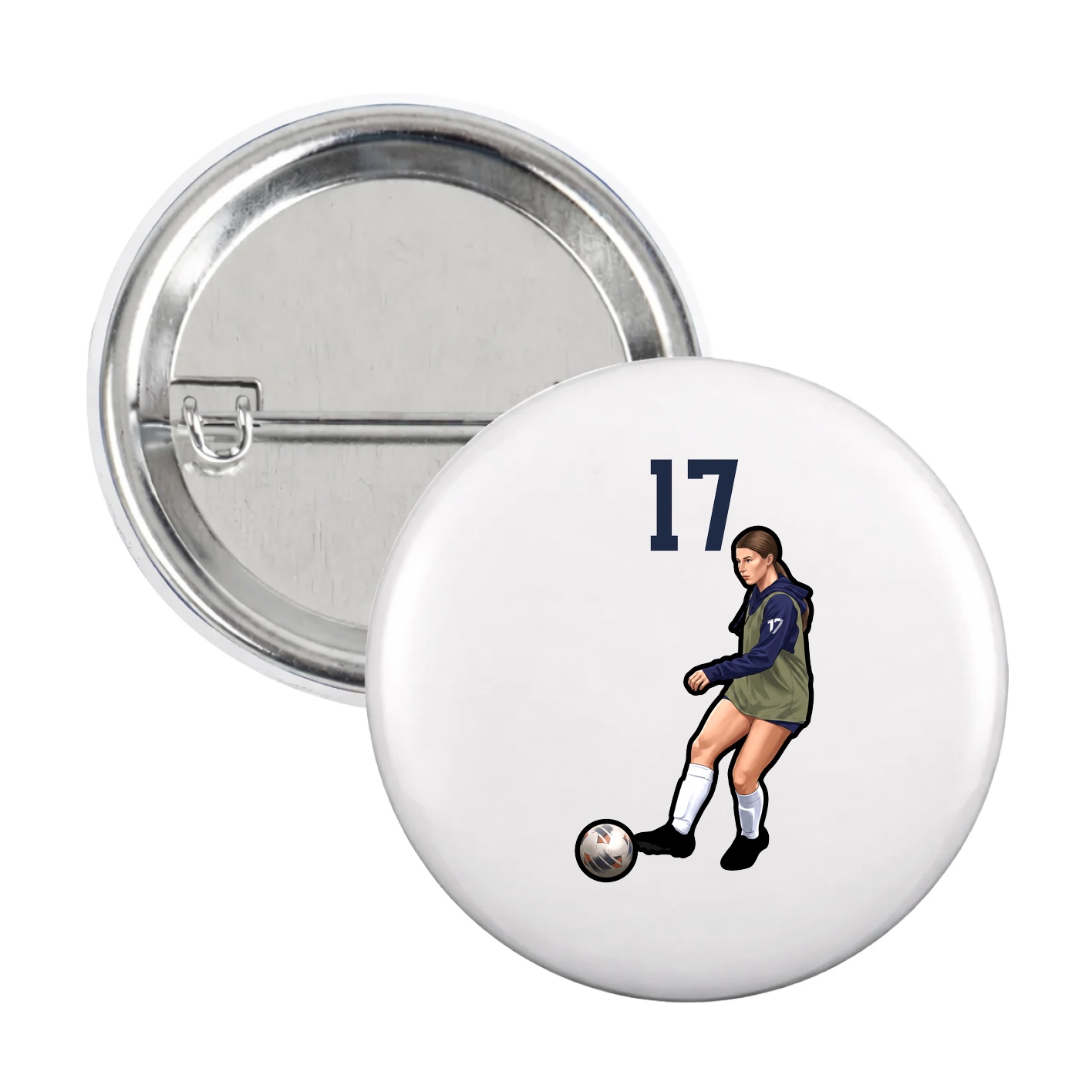 Game Day Button — Number Top in White