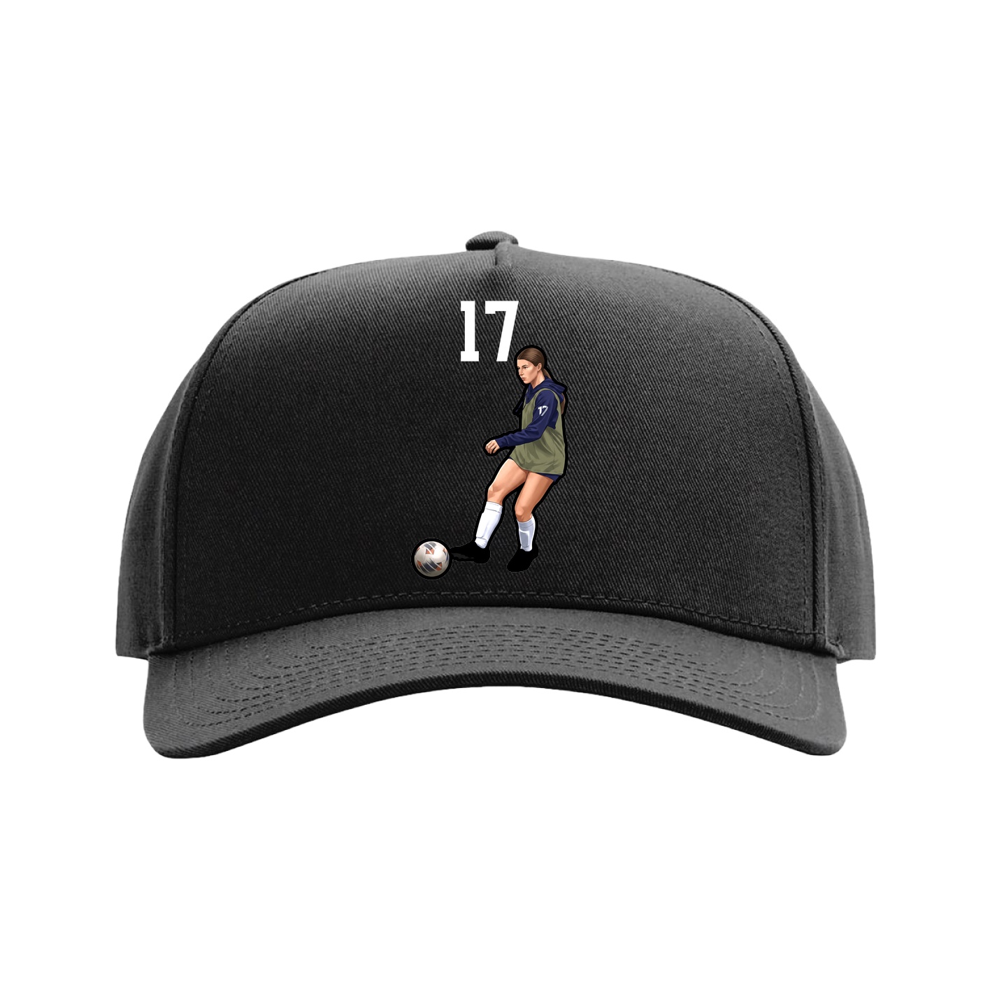 Full Fabric Five-Panel Champ Cap — Number Top in Black