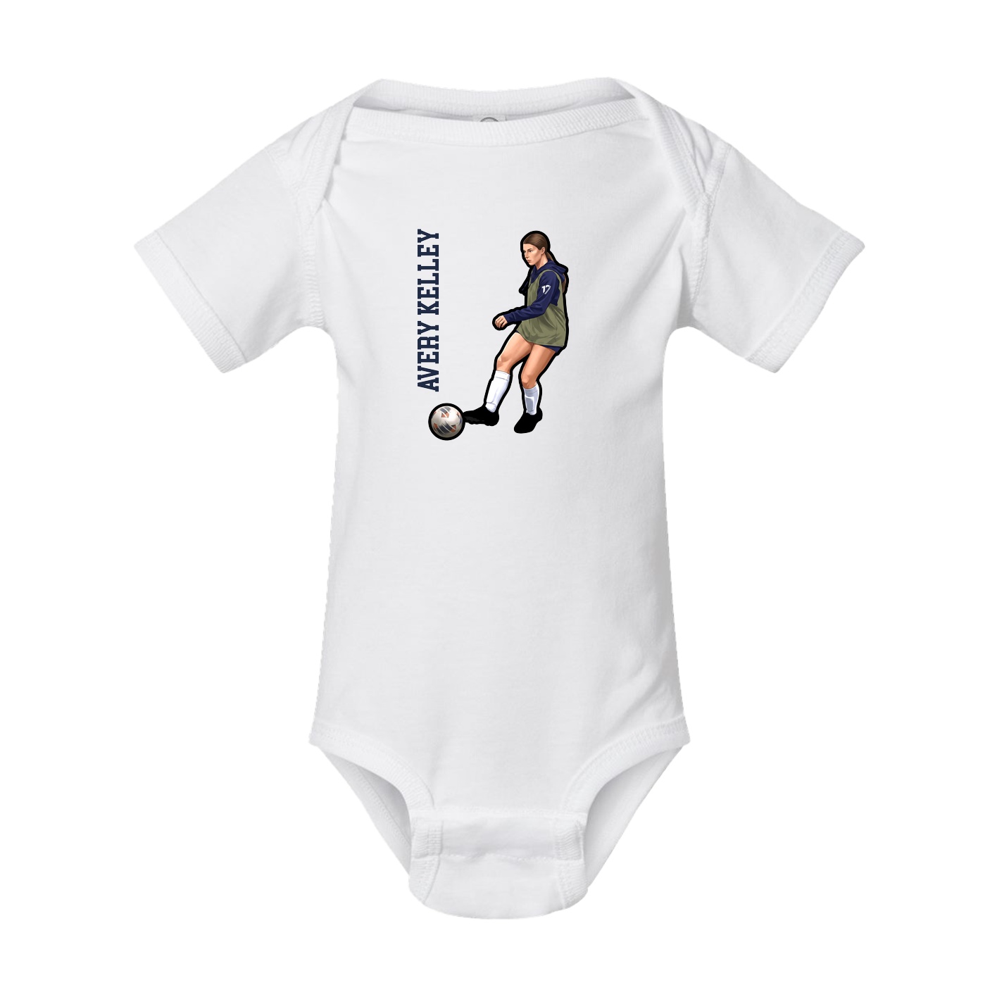 Baby Onesie — Name Vertical in White