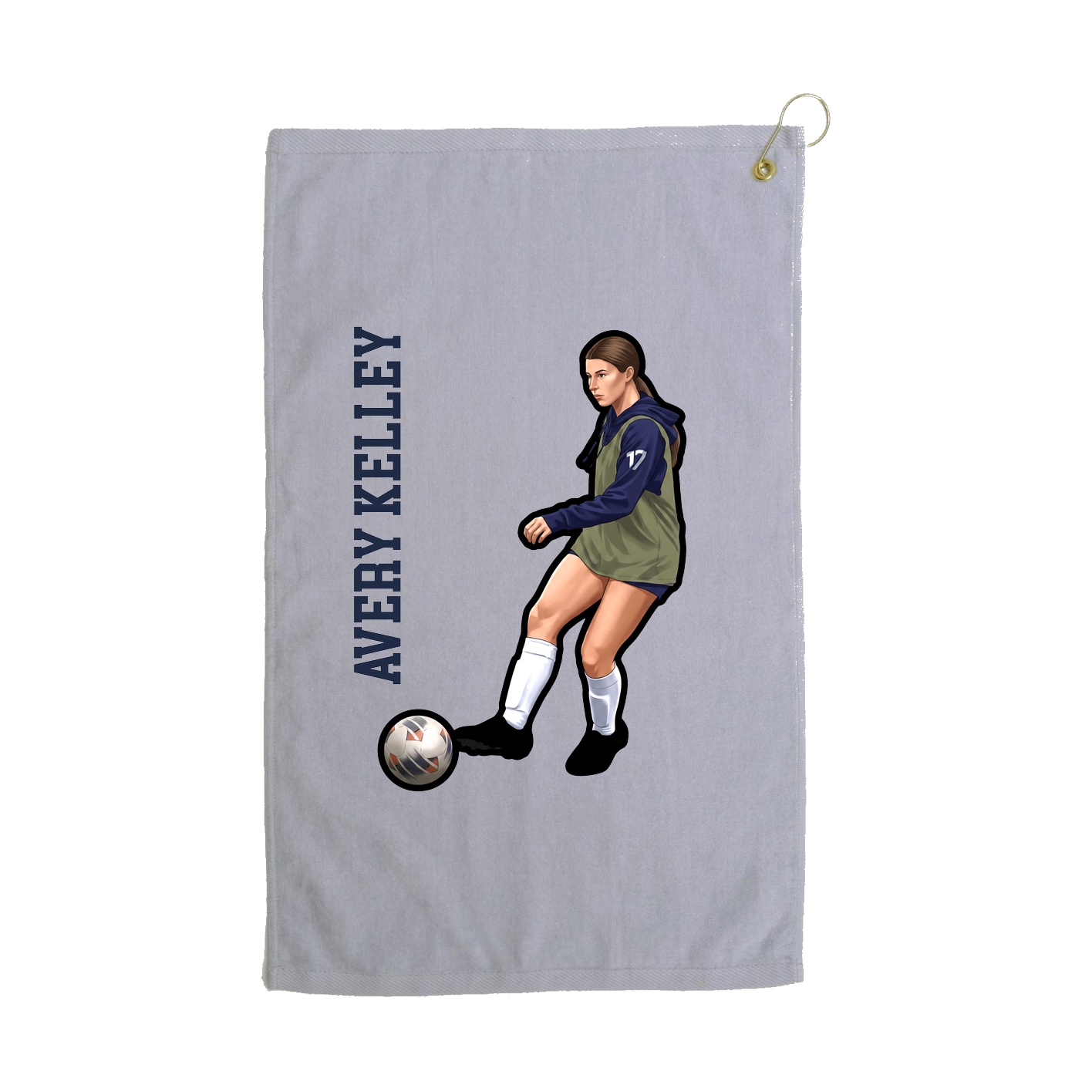 Golf Towel — Name Vertical in Grey