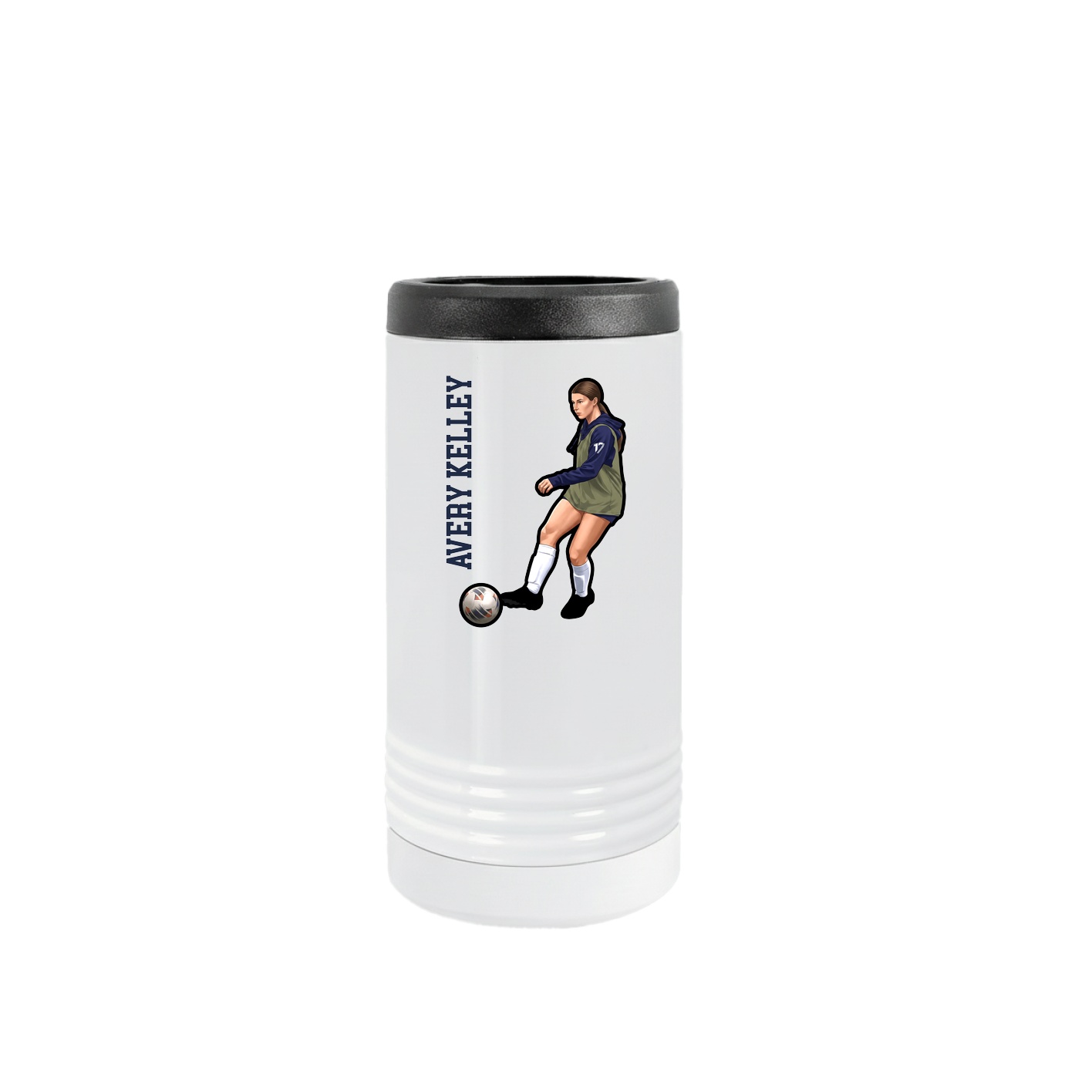 Slim Beverage Holder — Name Vertical in White