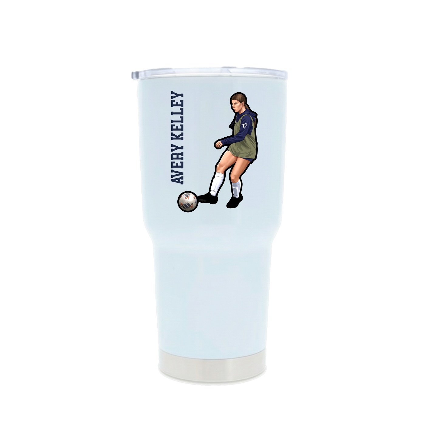 30oz Stainless Steel Tumbler — Name Vertical in White
