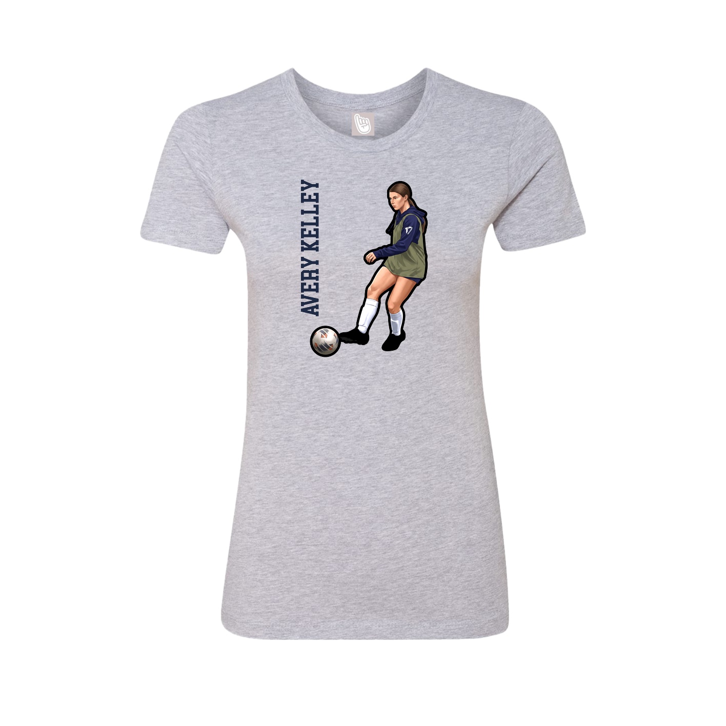 Fitted Women's Tee — Name Vertical in Grey