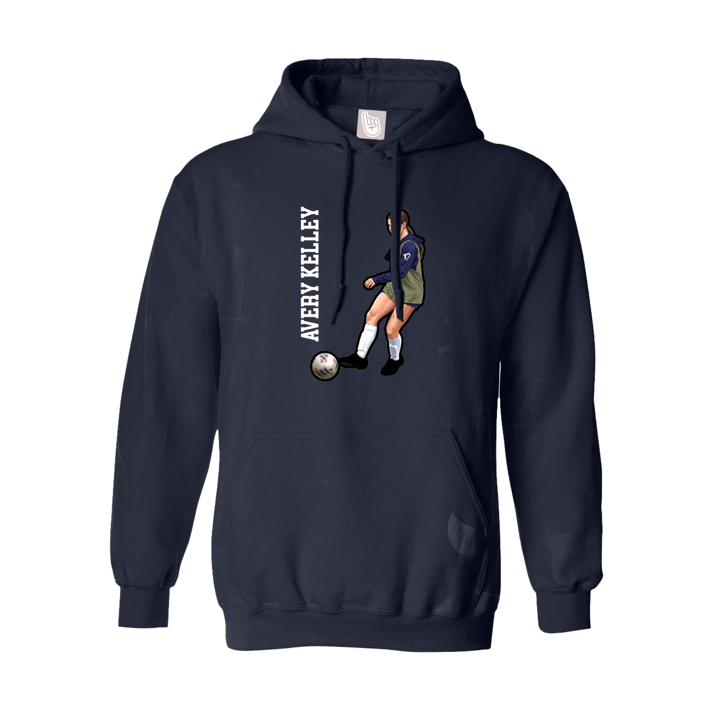Hoodie — Name Vertical in Navy