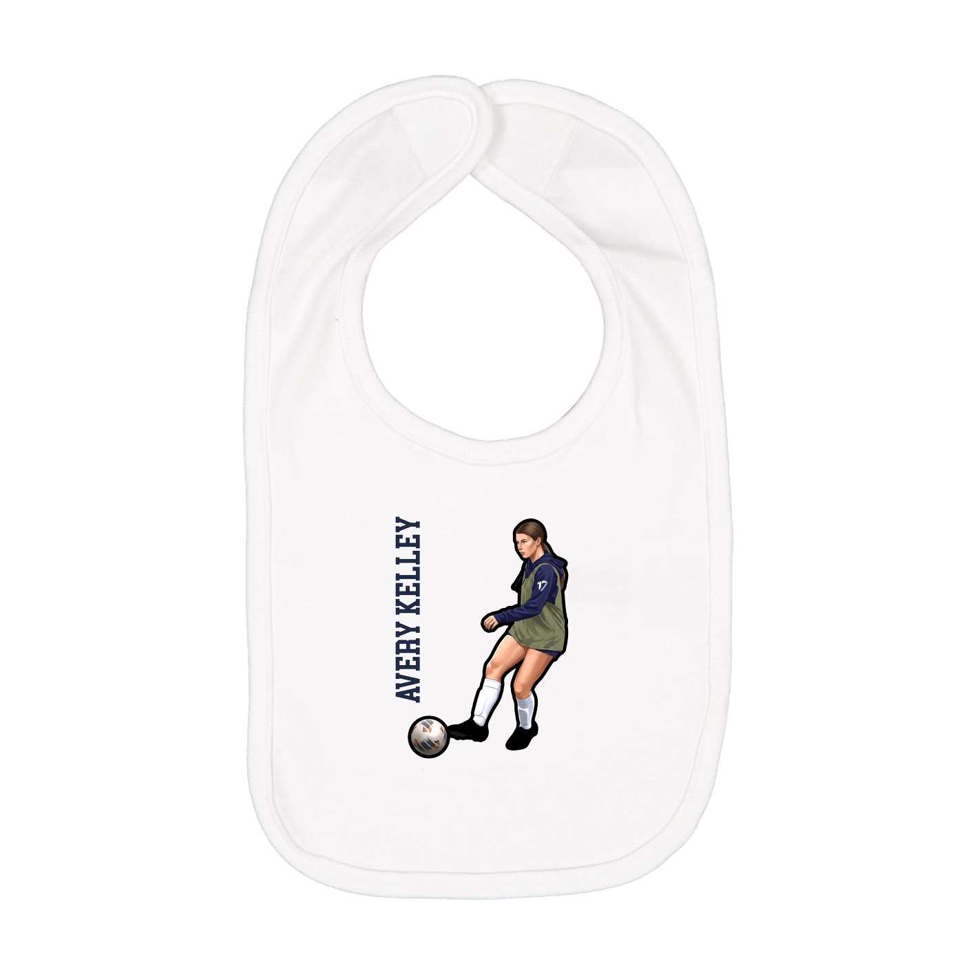 Infant Bib — Name Vertical in White