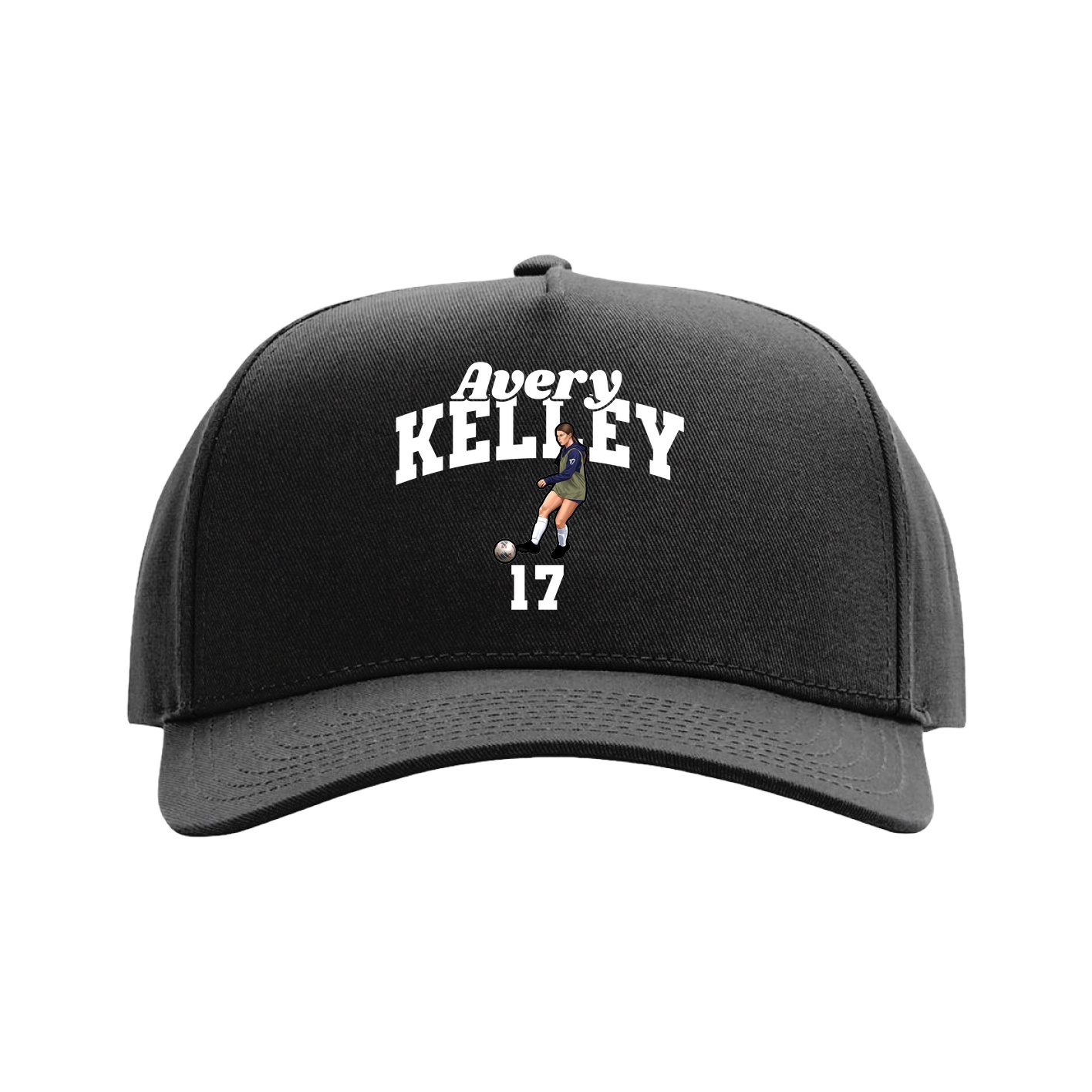 Full Fabric Five-Panel Champ Cap — Signature Arch in Black