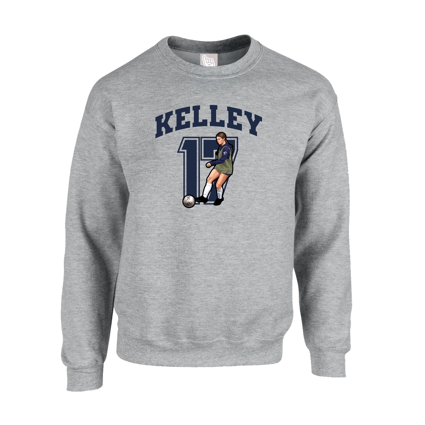 Fleece Crew — Number in Grey