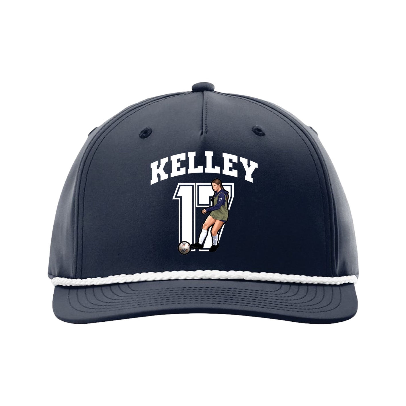 Five-Panel Classic Rope Cap — Number in Navy