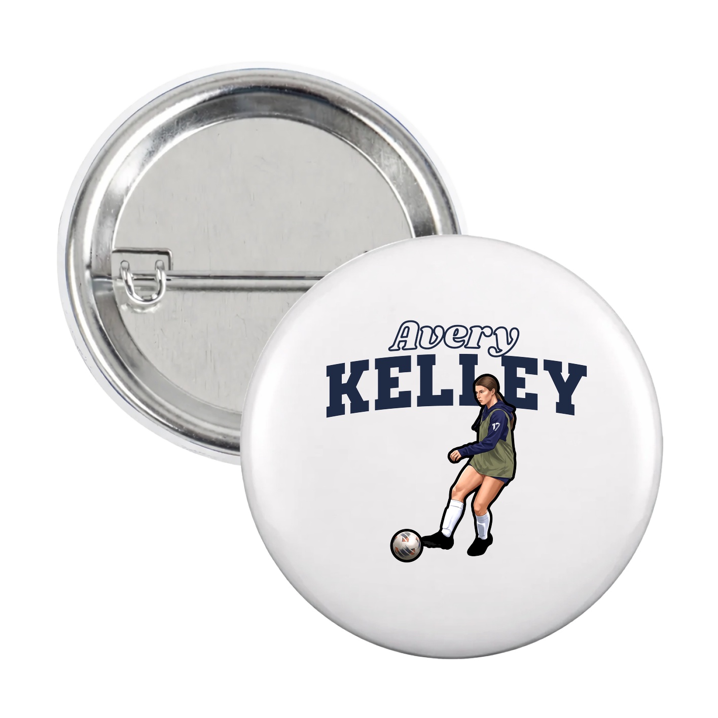 Game Day Button — Name Arch in White