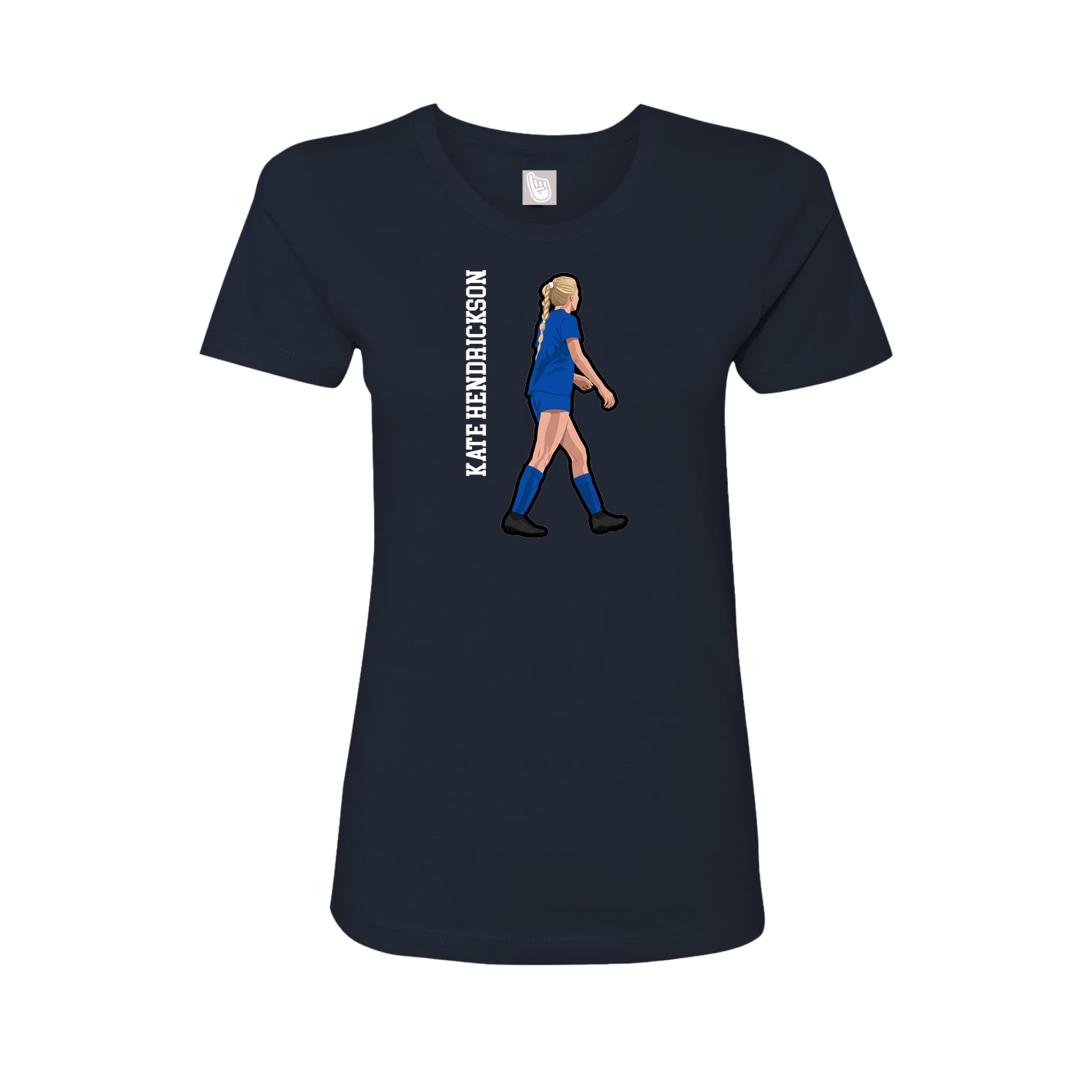 Fitted Women's Tee — Name Vertical in Navy