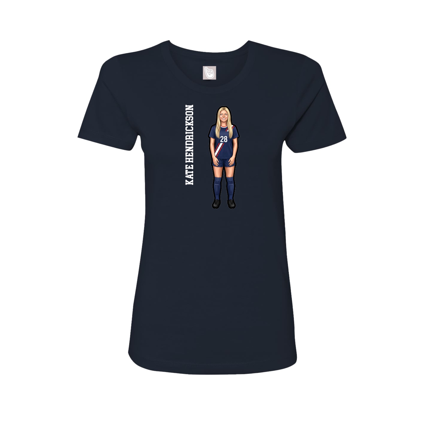 Fitted Women's Tee — Name Vertical in Navy