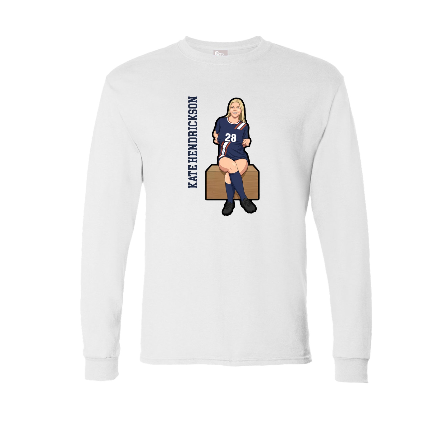 Long Sleeve Tee — Name Vertical in White