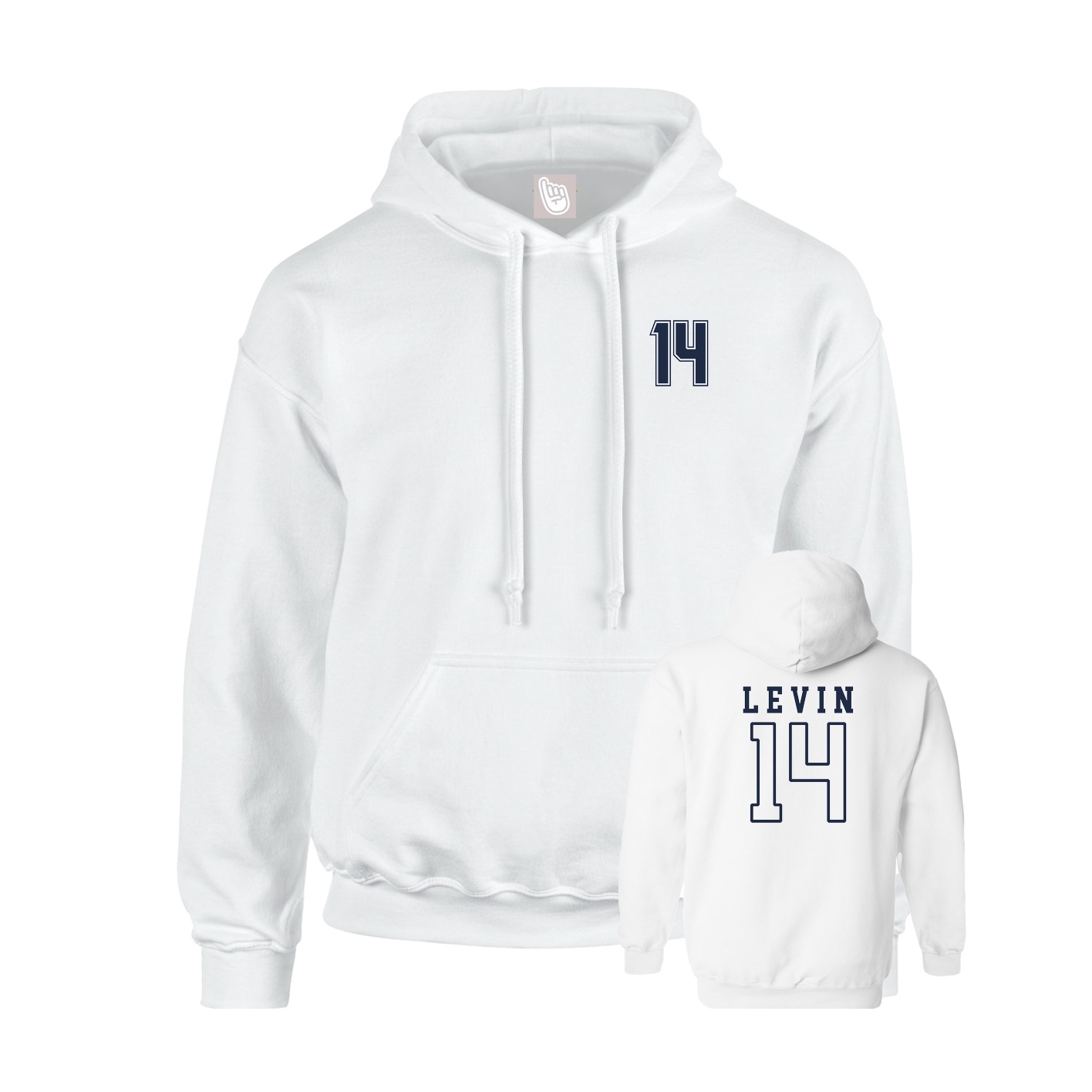 Youth Hoodie — Chest Back in White