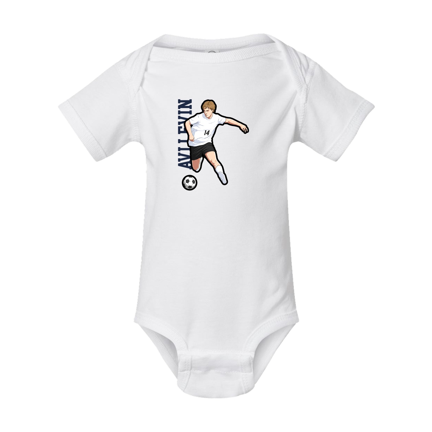 Baby Onesie — Name Vertical in White