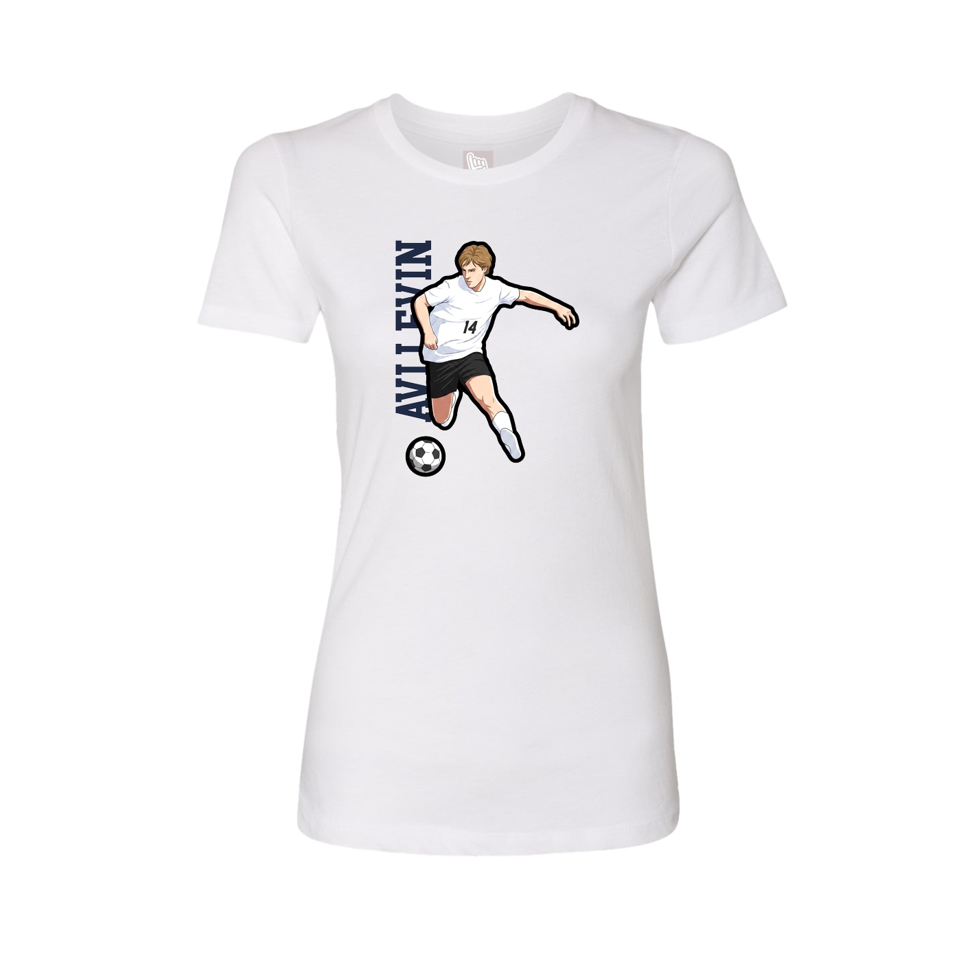 Fitted Women's Tee — Name Vertical in White