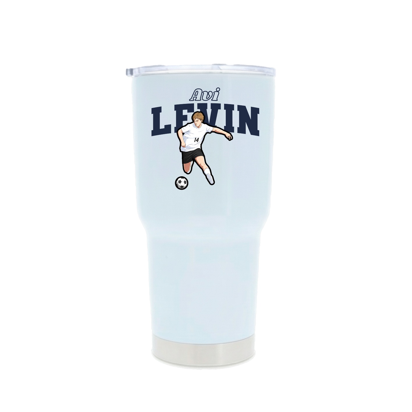 30oz Stainless Steel Tumbler — Name Arch in White