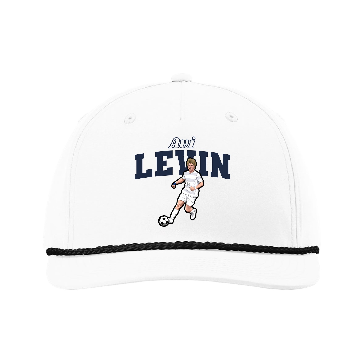 Five-Panel Classic Rope Cap — Name Arch in White
