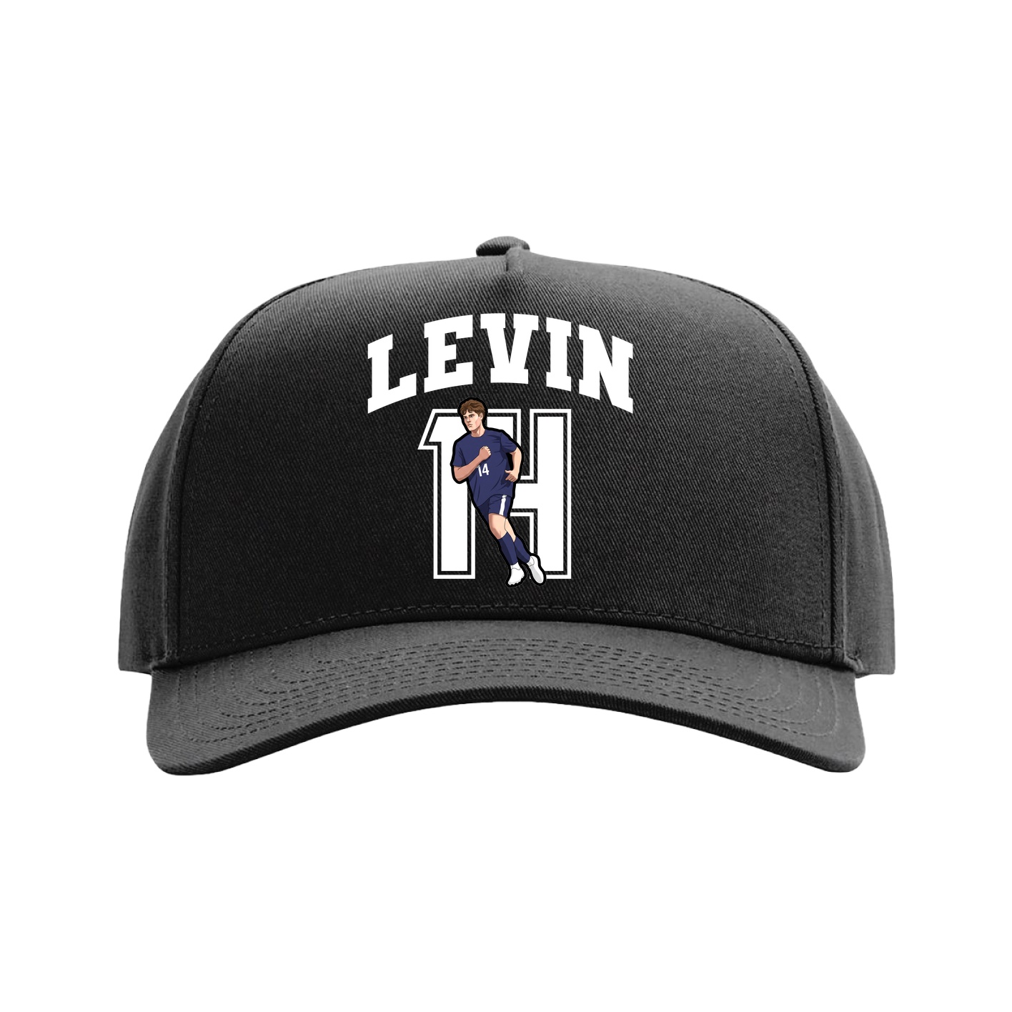 Full Fabric Five-Panel Champ Cap — Number in Black