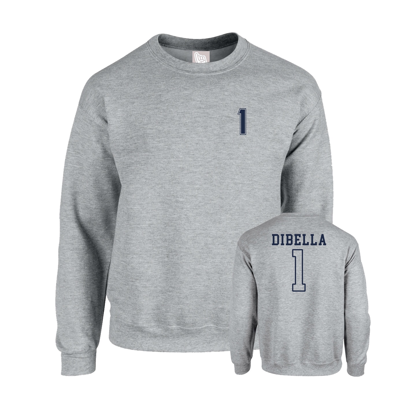 Fleece Crew — Chest Back in Grey