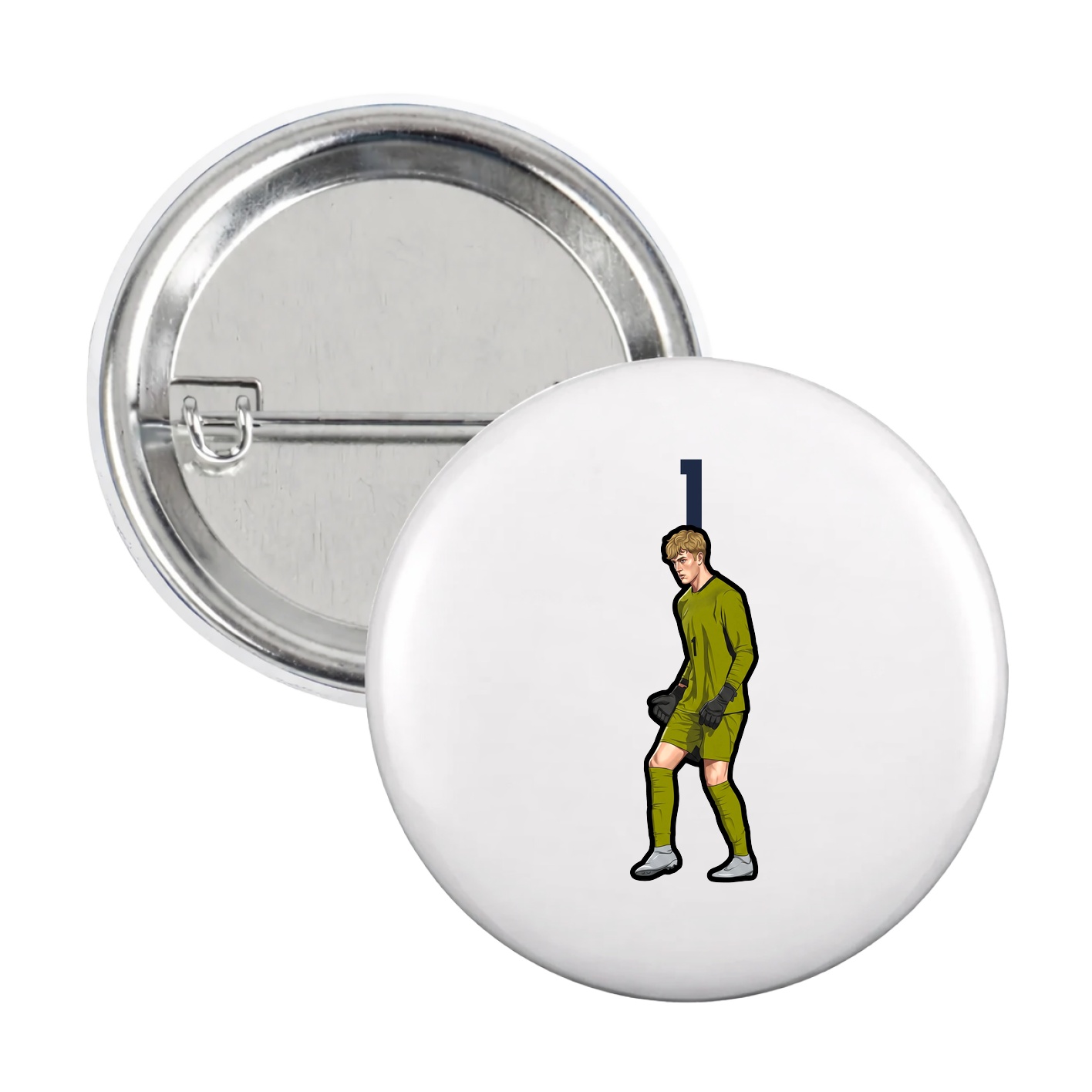 Game Day Button — Number Top in White