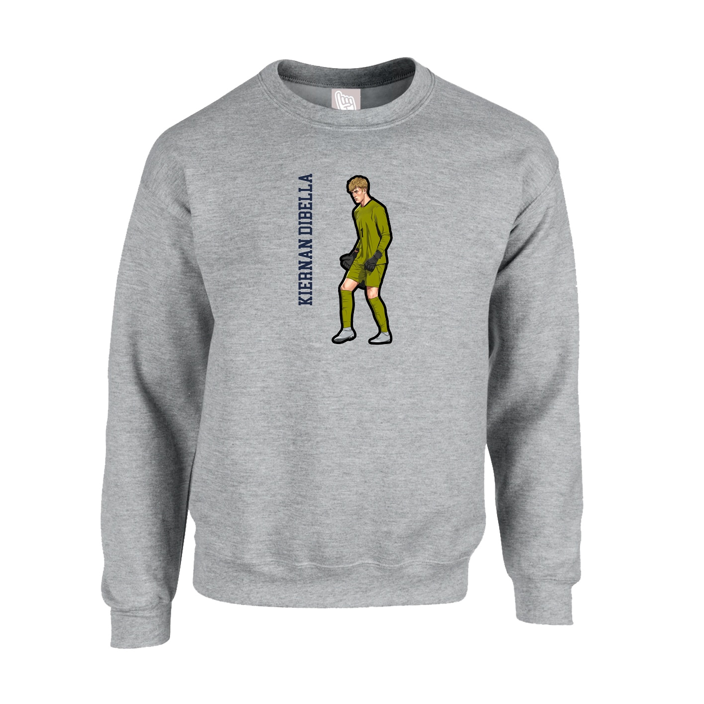 Fleece Crew — Name Vertical in Grey