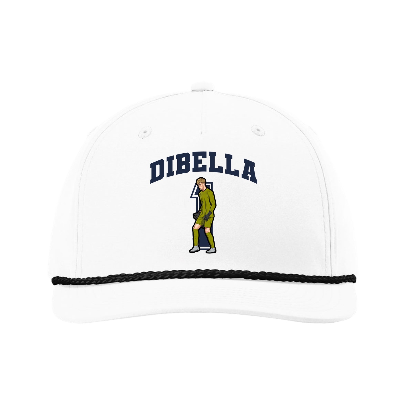 Five-Panel Classic Rope Cap — Number in White