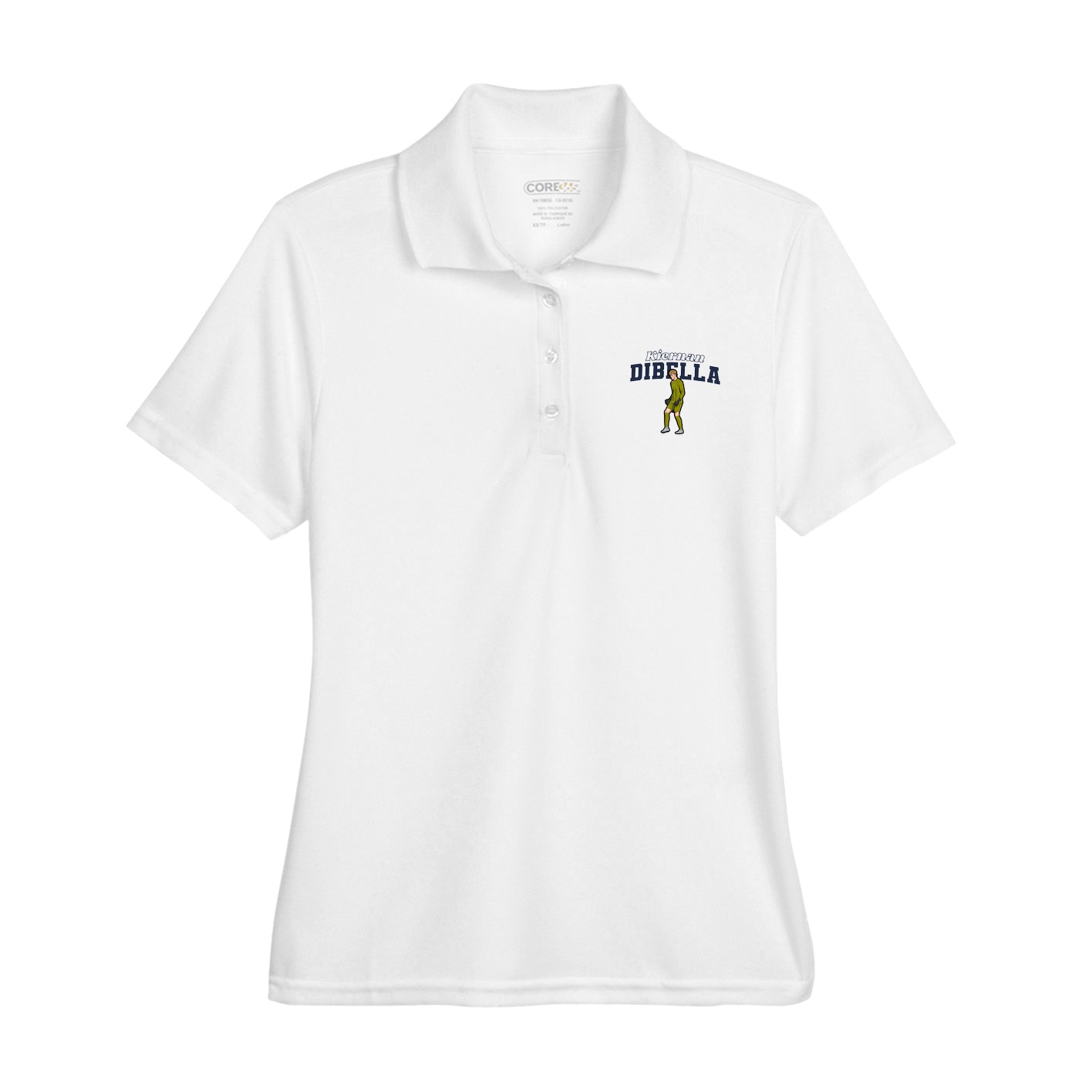 Womens Performance Polo — Name Arch in White