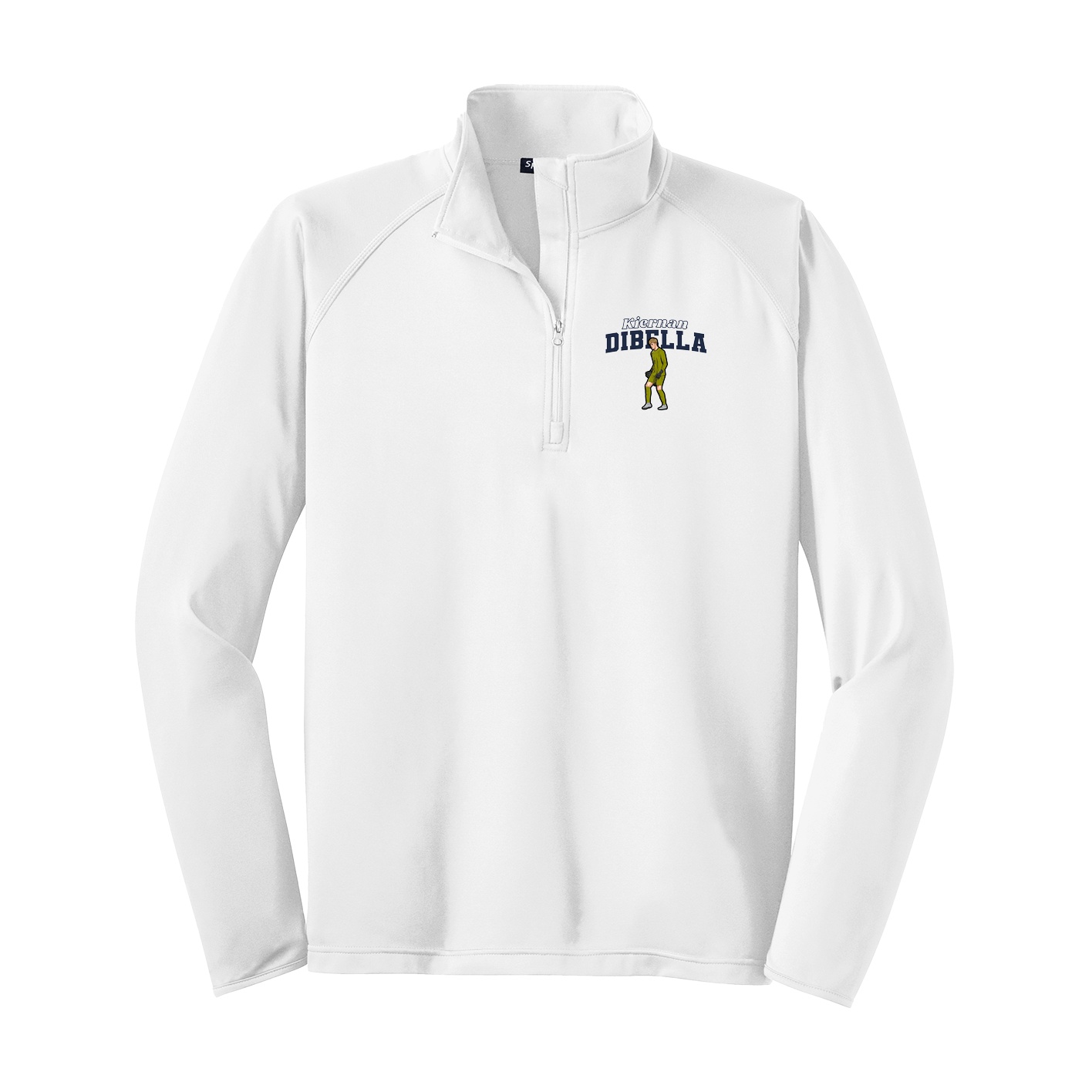 Q-Zip Pullover — Name Arch in White