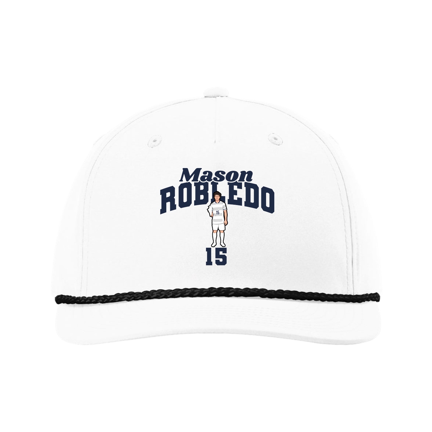 Five-Panel Classic Rope Cap — Signature Arch in White
